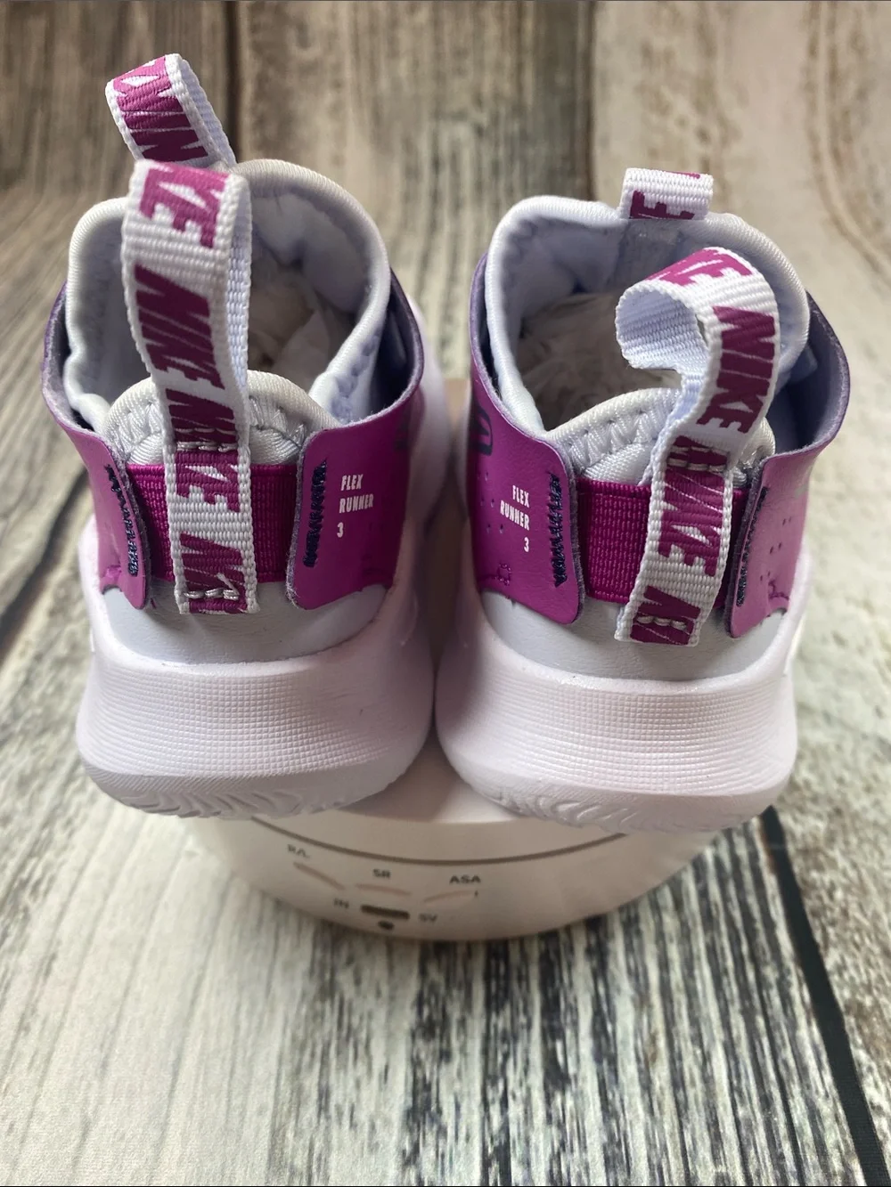 Nike Flex Runner 3 Toddler Shoes White Pink Slip-On Sneakers Size 6C